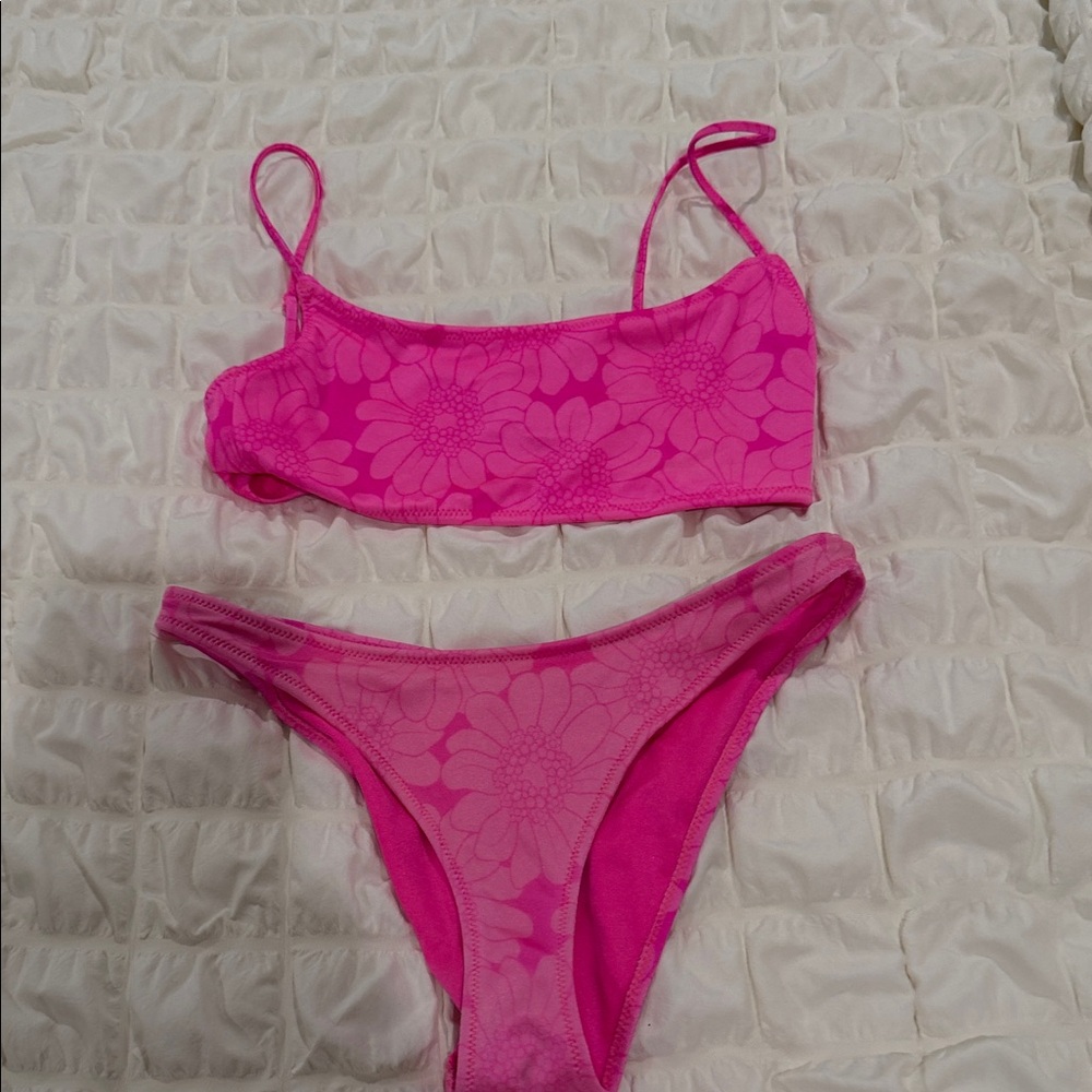 triangl swimwear Hot Pink Floral Two-Piece Bikini